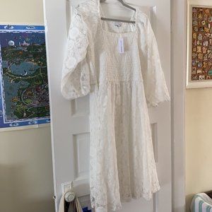 Baltic Born half sleeve white dress with smocked chest- XL